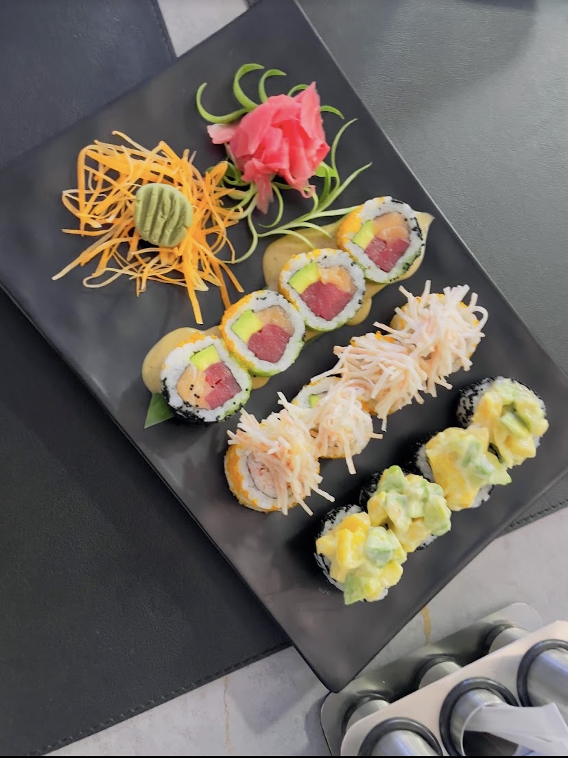 Sushi platter with tuna, salmon and avocado rolls at Bold Restaurant Ghana